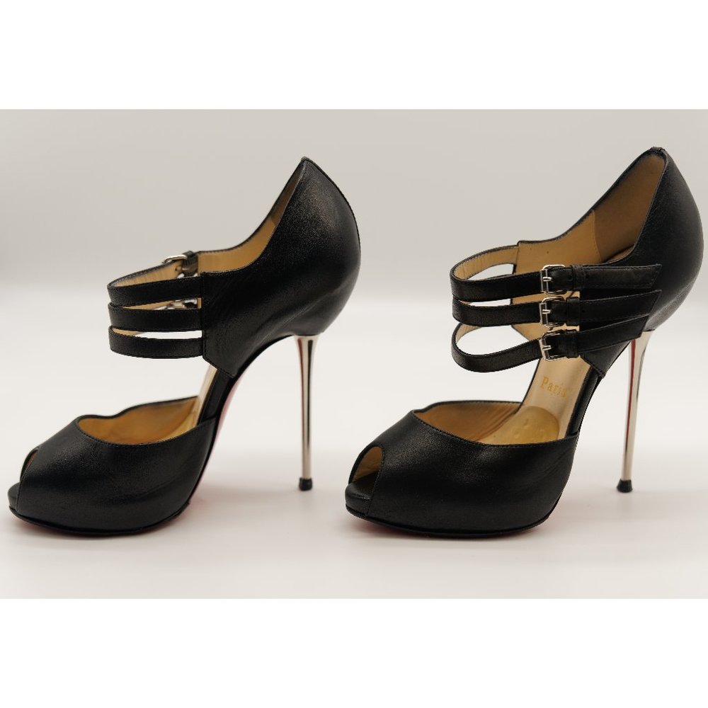 Christian Louboutin 3 Fibbia - 120 mm - Calf leather - Black+Silver - EU 35